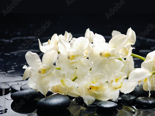 Set of branch white orchid with therapy stones 