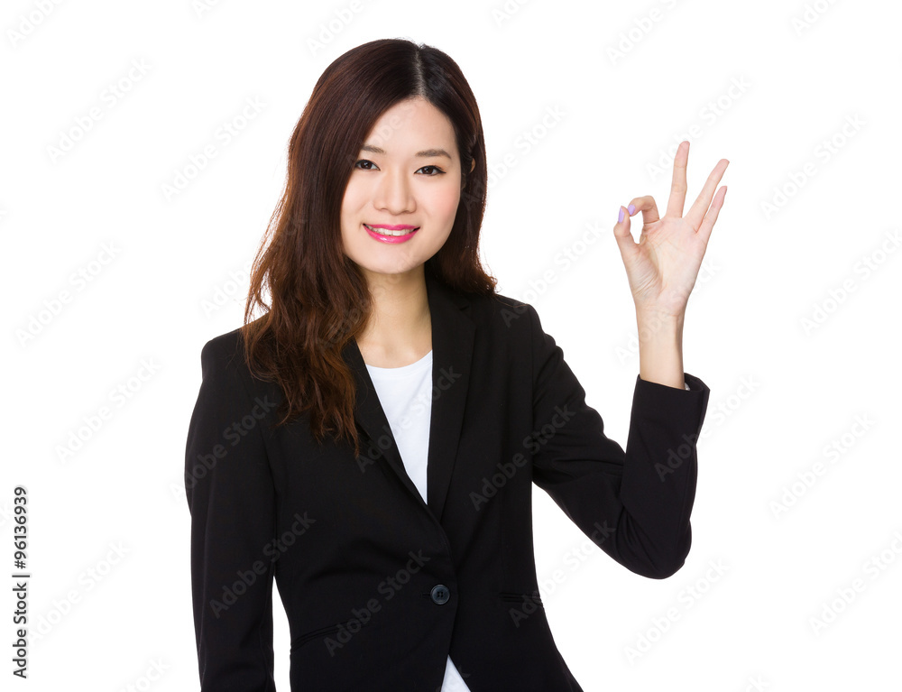 Young Businesswoman with ok sign gesture Young Businesswoman with ok sign gesture