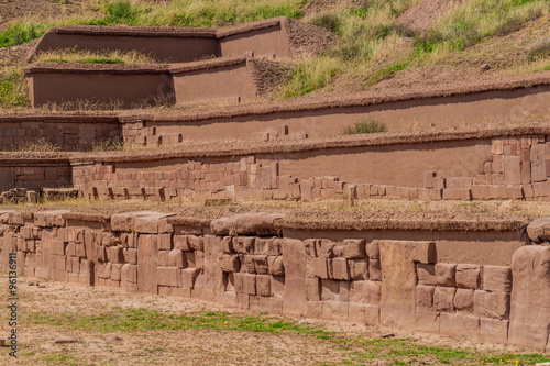 Ruins of Tiwanaku, Bolivia. Tiwanaku is an ancient city near the Lake Titicaca. photo