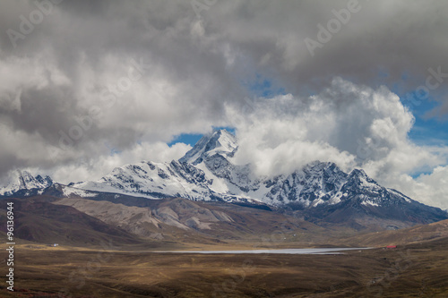 Peak of Huayna Potosi in Cordillera Royal mountain range  Bolivia