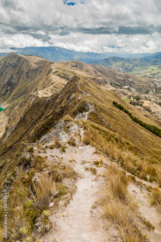 Trekking trail on the rim of Quilotoa crater, Ecuador