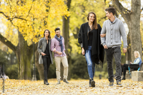 Young people in the autumn ...