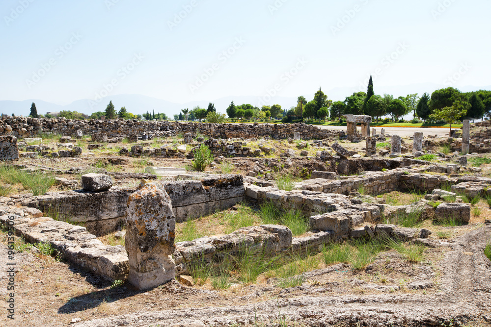 Ancient ruins in Hierapolis, Pamukkale, Turkey.