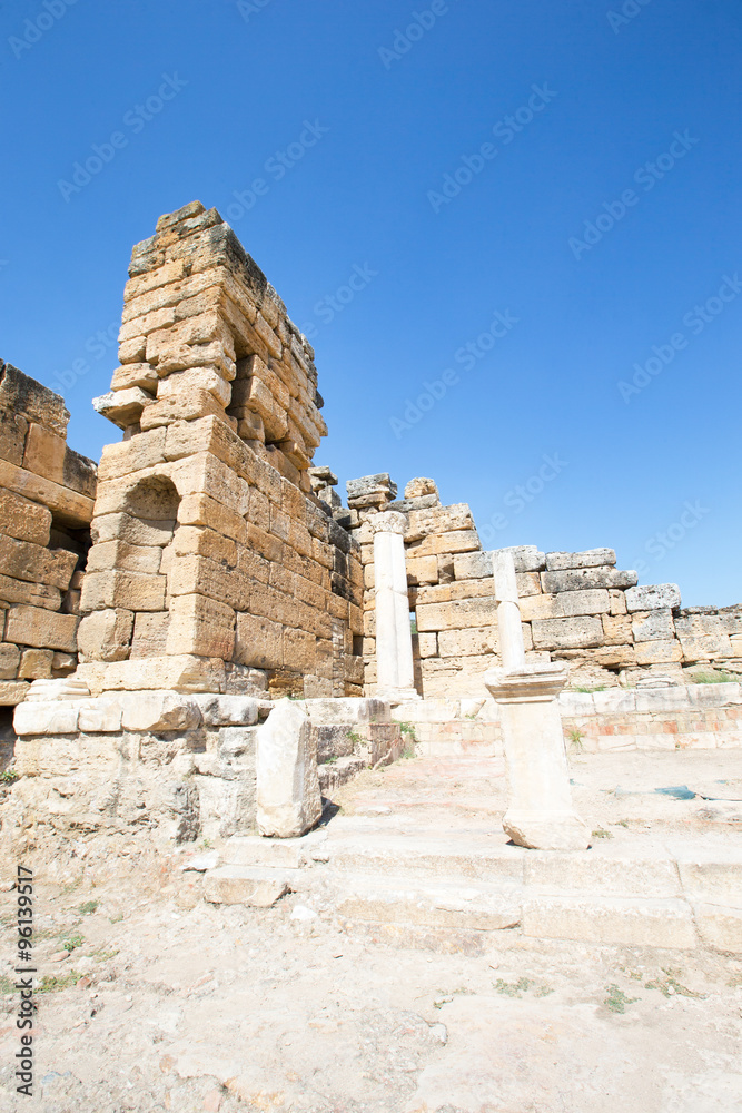 Ancient ruins in Hierapolis, Pamukkale, Turkey. Ancient ruins in Hierapolis, Pamukkale, Turkey.