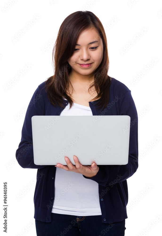 Woman use of the laptop computer Woman use of the laptop computer