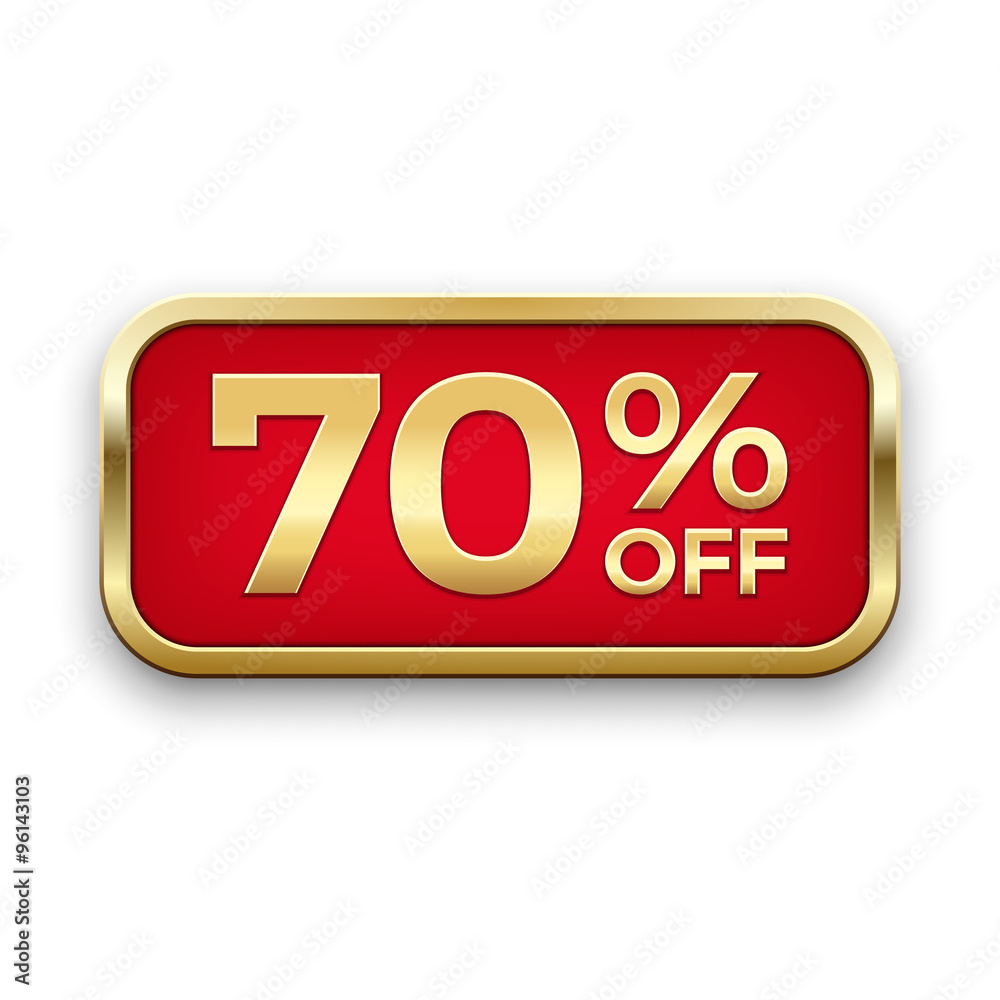 Red 70% off plate in golden frame Red 70% off plate in golden frame