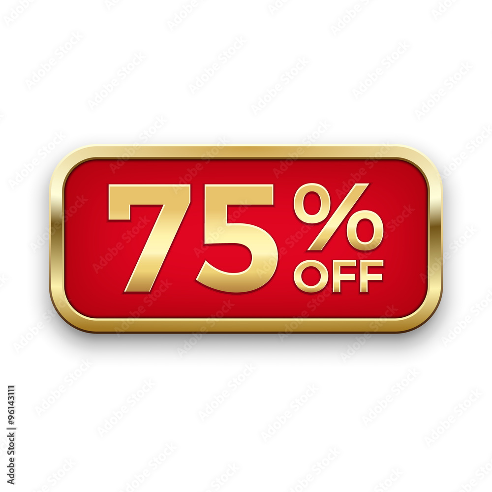 Red 75% off plate in golden frame Red 75% off plate in golden frame