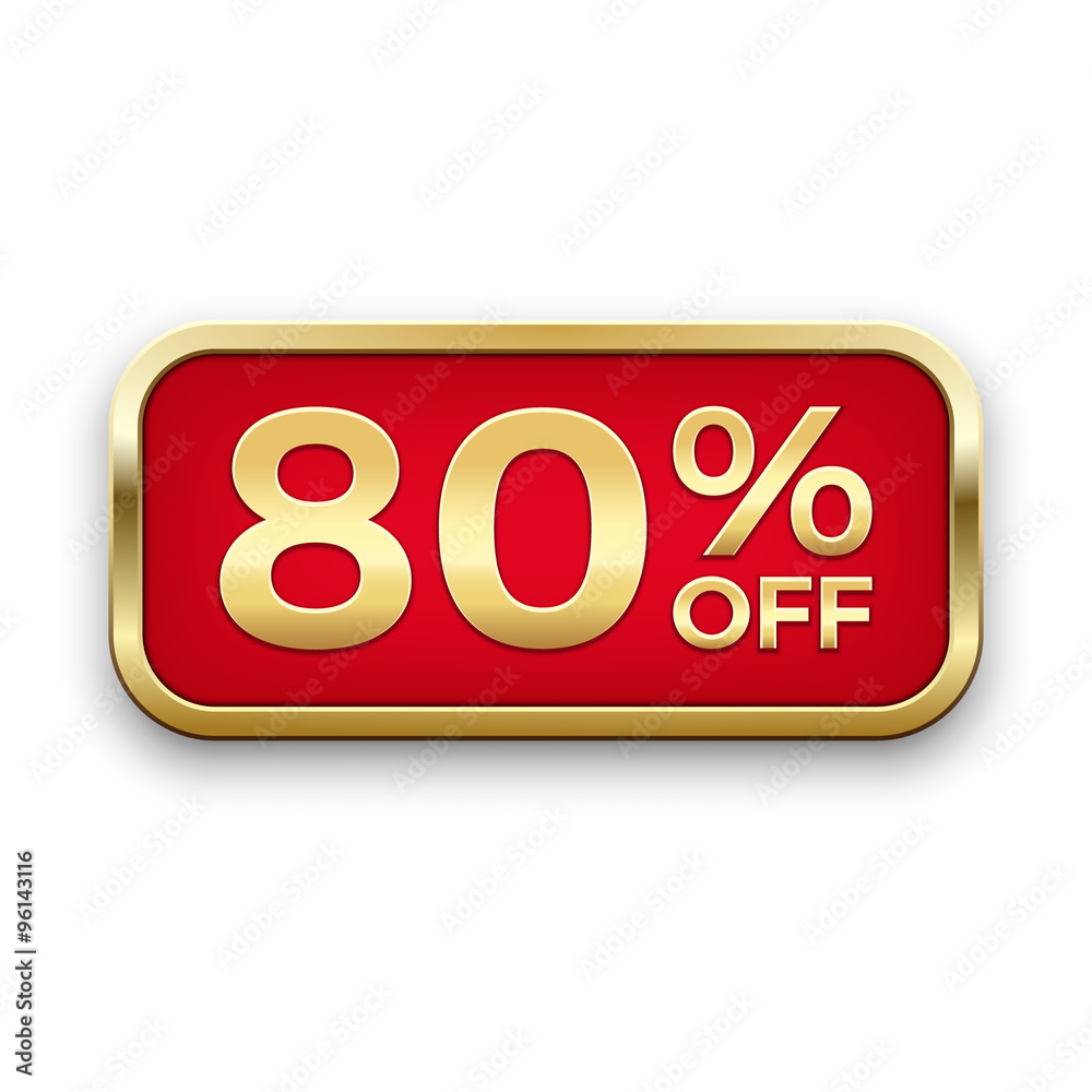 Red 80% off plate in golden frame Red 80% off plate in golden frame