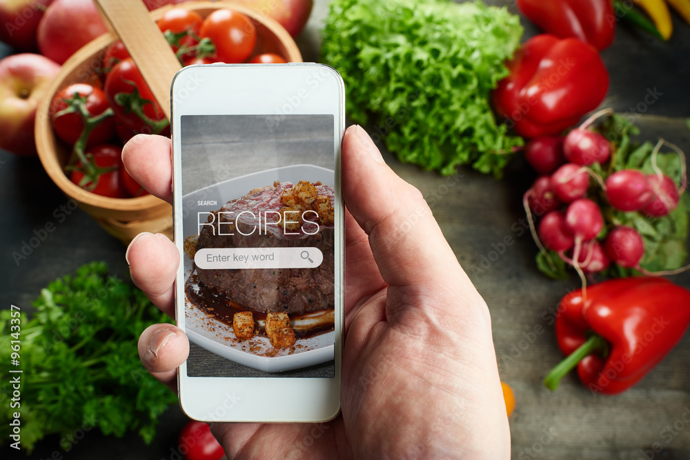 Food recipes on smart phone