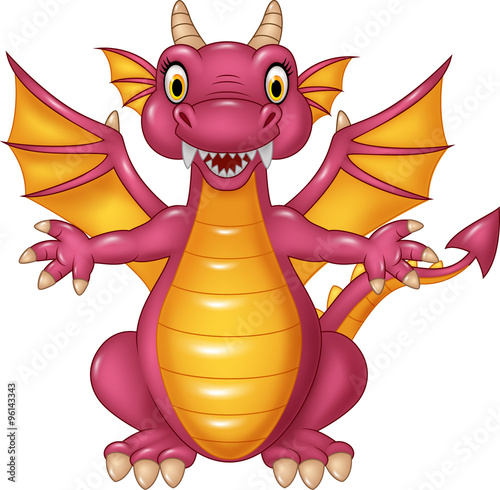 Cartoon funny dragon isolated on white background