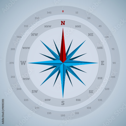 16 point compass design with degrees