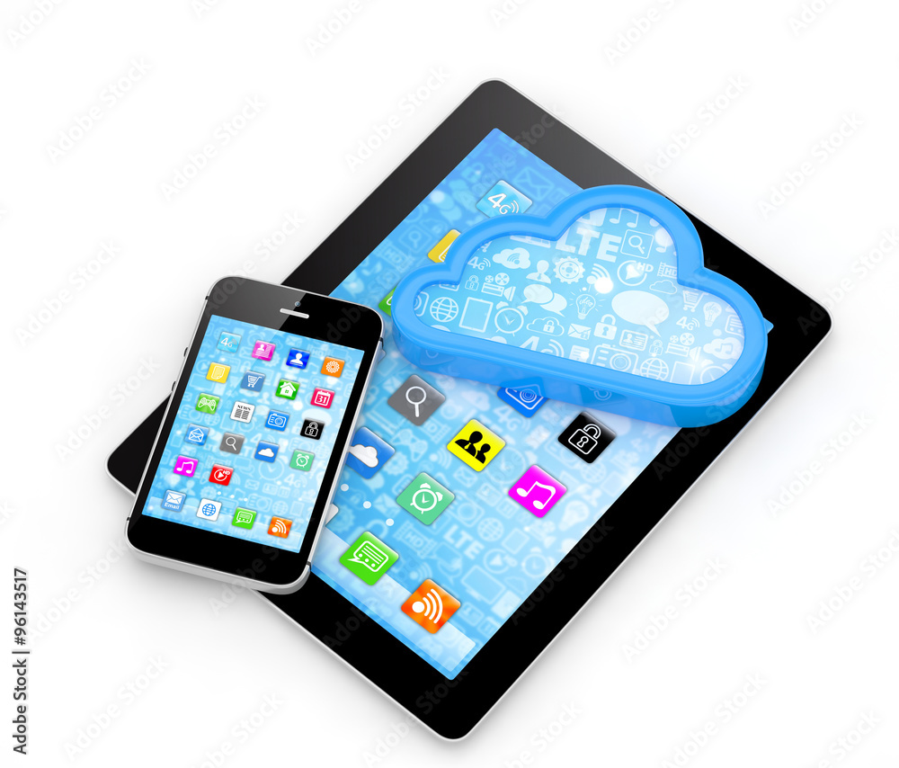 tablet pc, smart phone and cloud