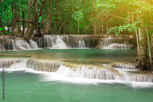 Fototapeta Naklejka Na Ścianę i Meble -  Deep forest waterfall at Huay Mae Kamin waterfall National Park