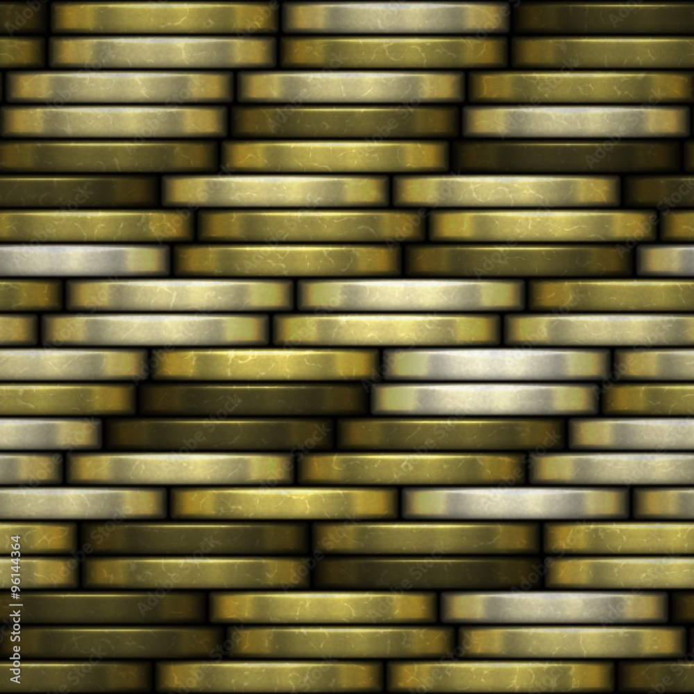 Seamless background of gold coins stacked.