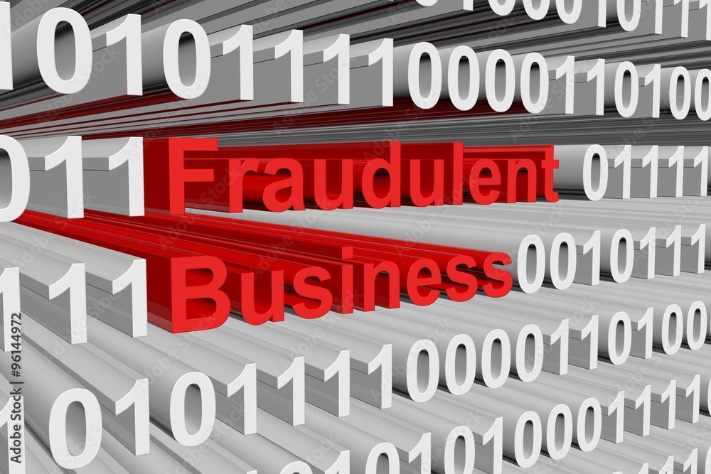 Fraudulent business is presented in the form of binary code