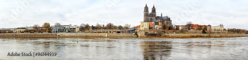 Magdeburg Panorama with Elbe River and Cathedral
