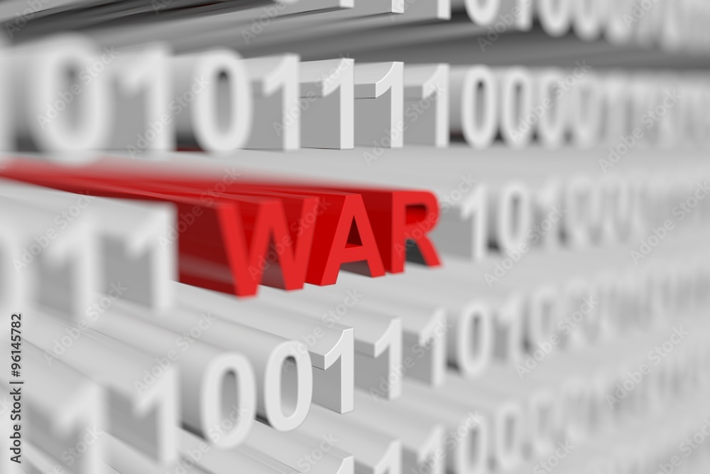 WAR is represented as a binary code with blurred background