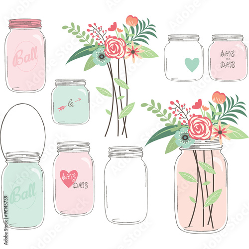 Wedding Flower with Mason Jar