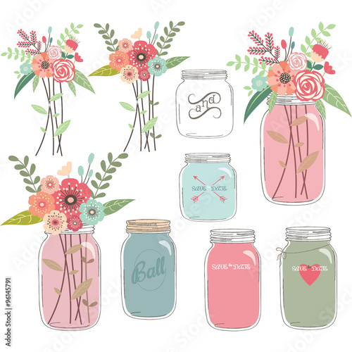 Wedding Floral with Mason Jar