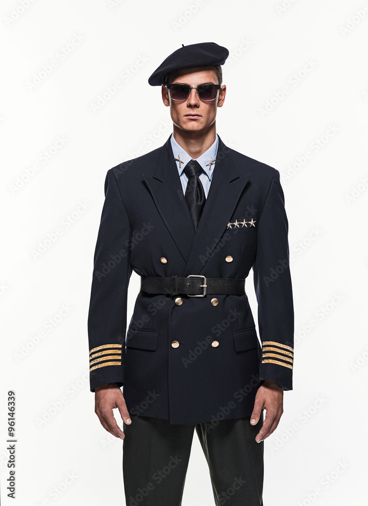 Airforce uniform fashion man against white background. Airforce uniform fashion man against white background.