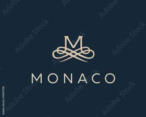 Abstract monogram elegant flower logo. Premium letter M initials icon .