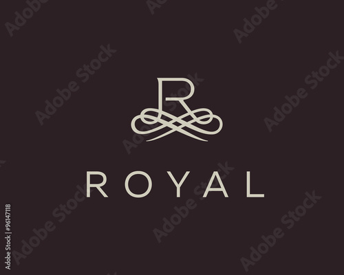 Abstract monogram elegant flower logo. Premium letter R initials icon . photo