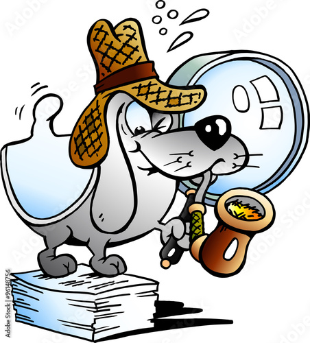 Vector illustration of a Paper Dog Detective Mascot