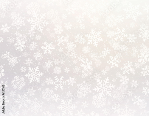 Winter snowflakes silver background