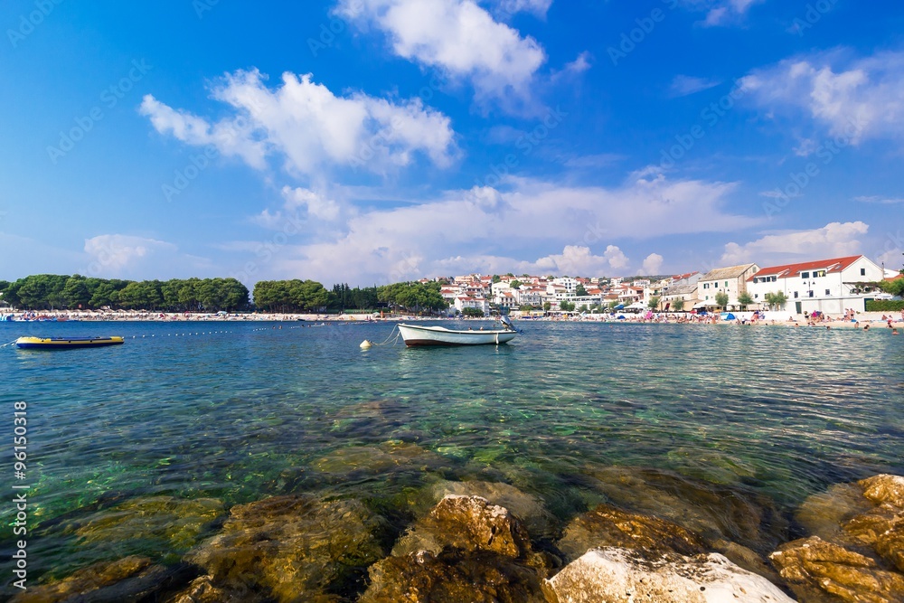 Adriatic sea, Croatia, landscape with boat