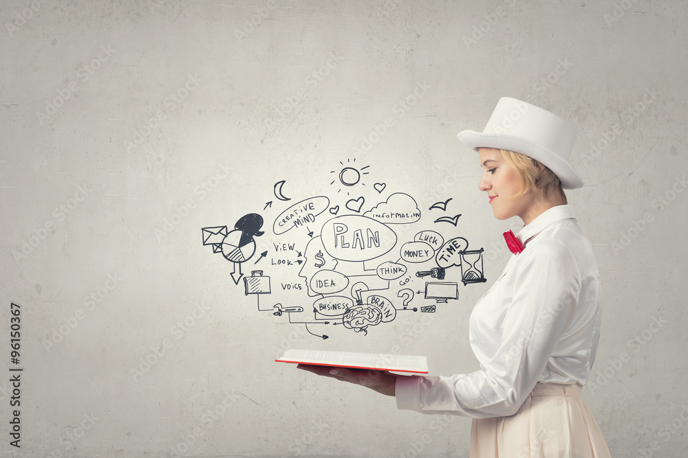 Pretty woman with opened book