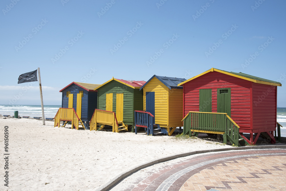 Colourful beach huts at Muizenberg seaside resort near Cape Town South Africa Colourful beach huts at Muizenberg seaside resort near Cape Town South Africa