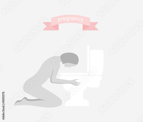 Woman Experiencing Morning Sickness. signs of pregnancy symptoms.