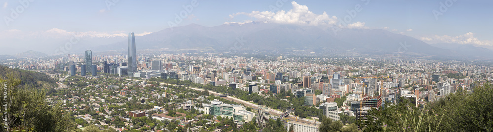 Panoramic view of Santiago de Chile in South America