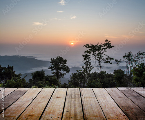 landscape with wood terrace 