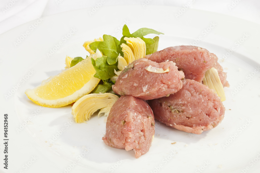 Veal steak tartar with caper and artichoke Veal steak tartar with caper and artichoke