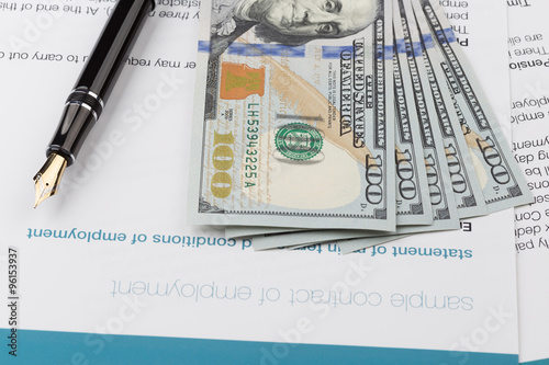 Arbeitsvertrag mit Dollars