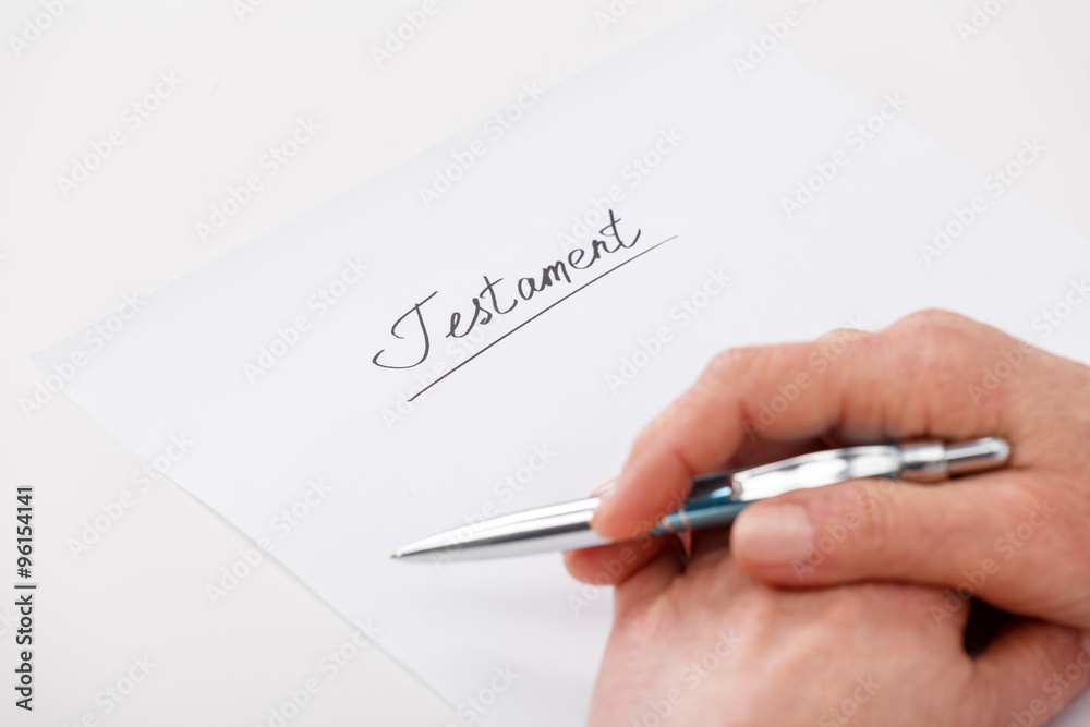 elderly woman writing testament