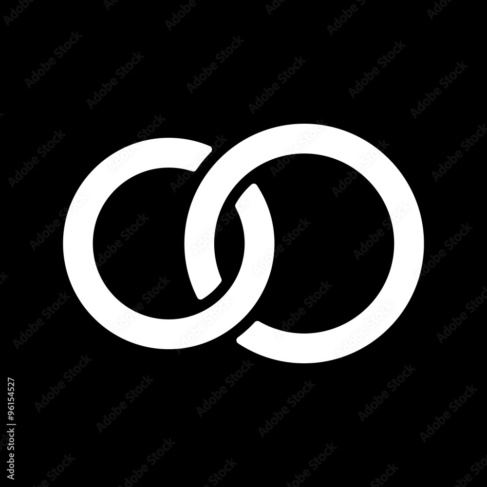 The United wedding ring icon. Marriage and glans symbol. Flat The United wedding ring icon. Marriage and glans symbol. Flat