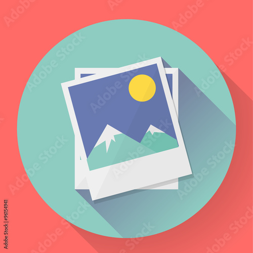 Flat Landscape photo icon. Vector illustration.