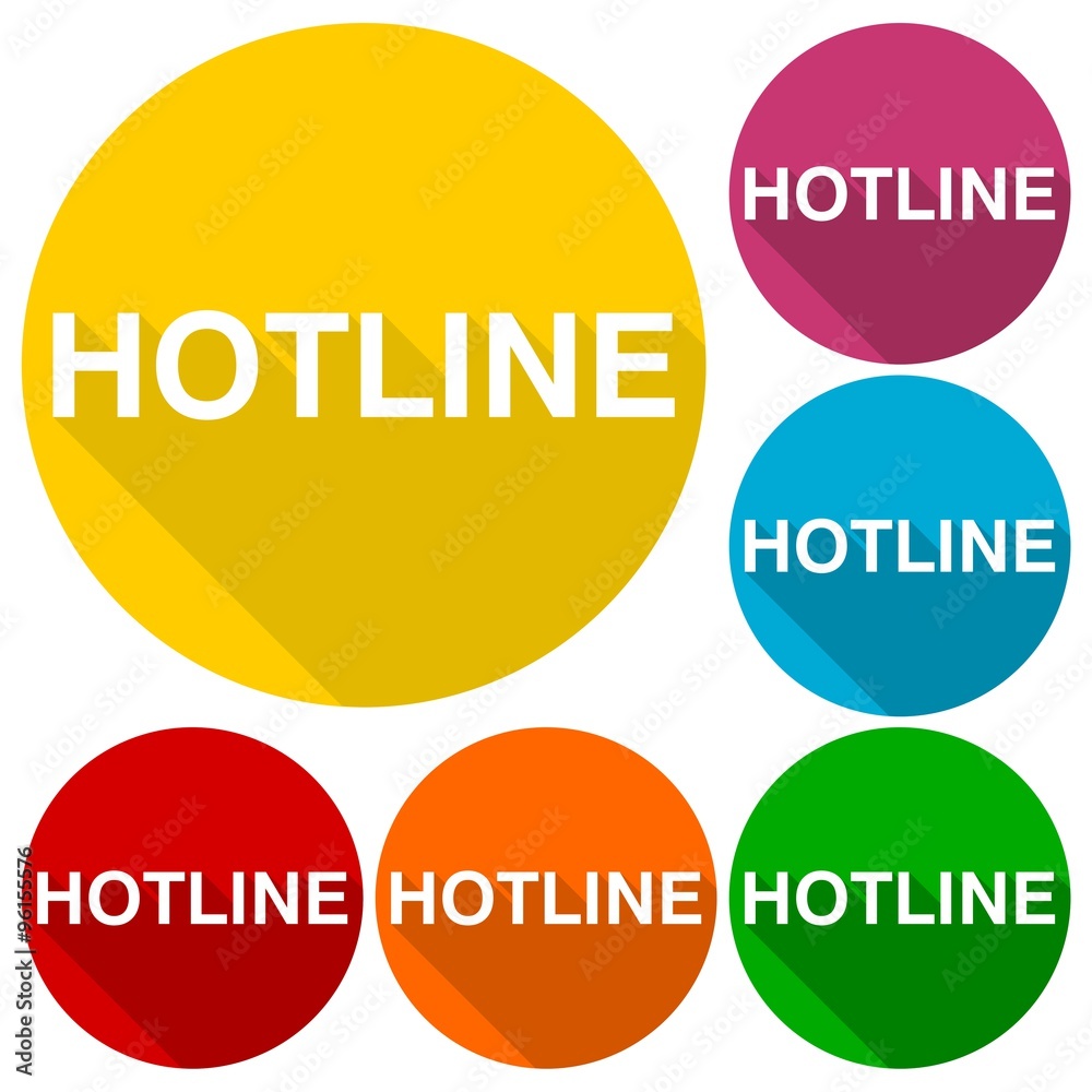 Hotline icons set with long shadow Hotline icons set with long shadow