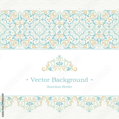 Canvas Print Vector ornate seamless border in Eastern style.