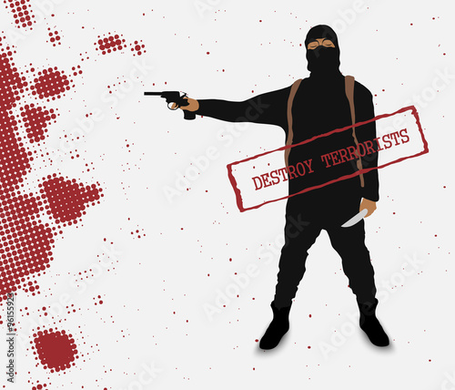 terrorist with a knife in uniform 