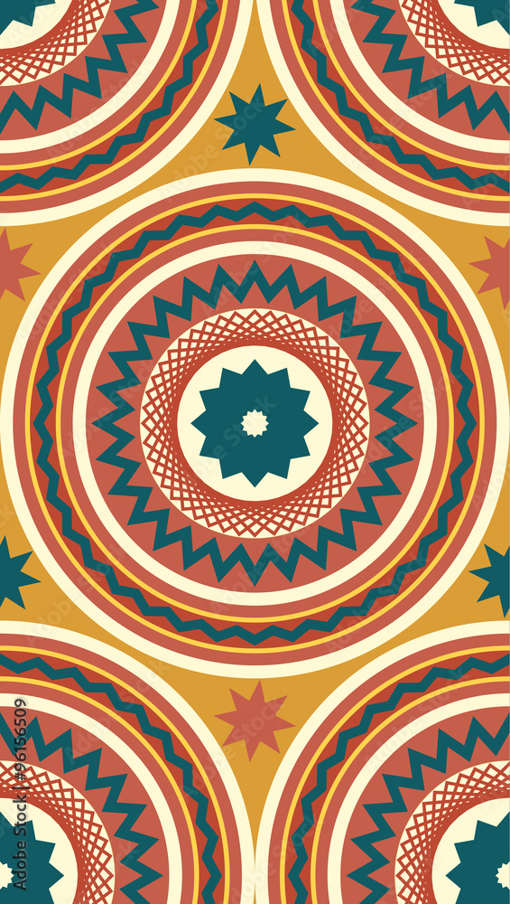 Seamless repeating the ethnic pattern of circles and stars