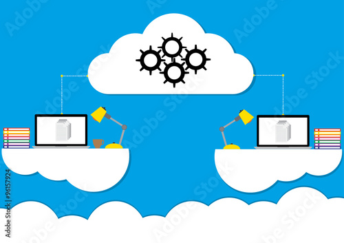 Cloud computing concept design working anywhere anytime a modern