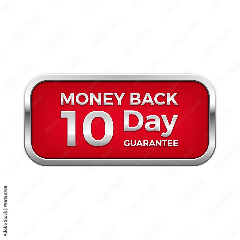 Red money back plate in silver frame Red money back plate in silver frame