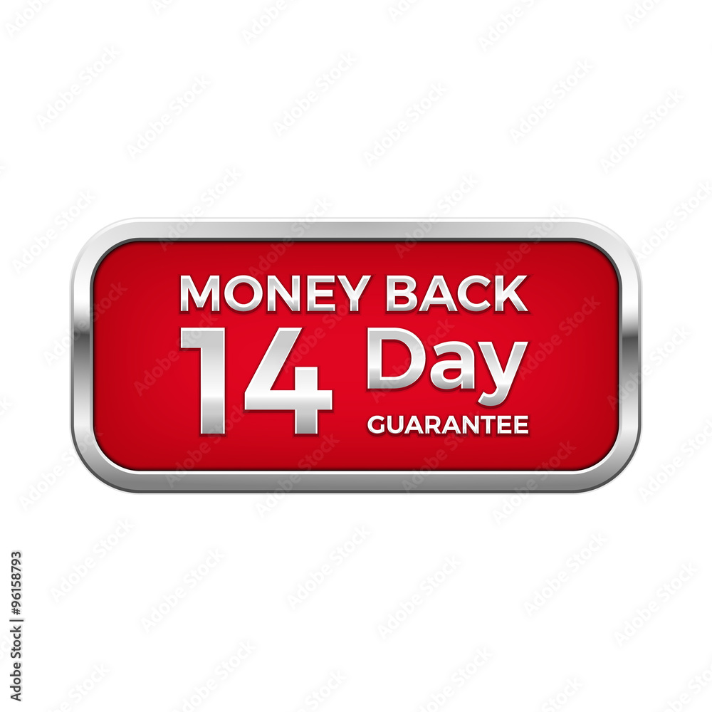 Red money back plate in silver frame Red money back plate in silver frame