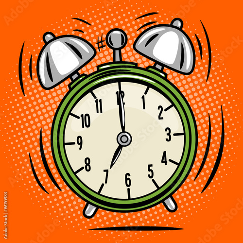 Alarm clock ring comic book style vector 