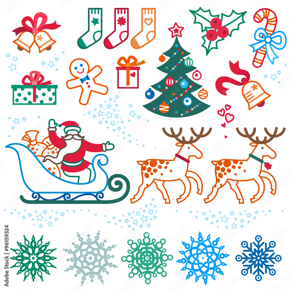 Set of christmas vector elements.