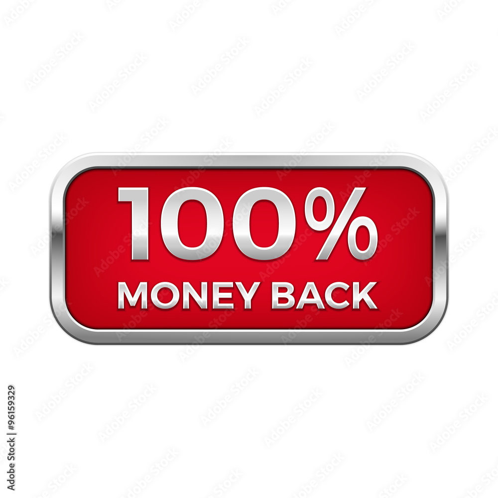 Red money back plate in silver frame Red money back plate in silver frame