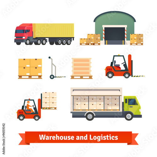 Warehouse inventory, logistics truck